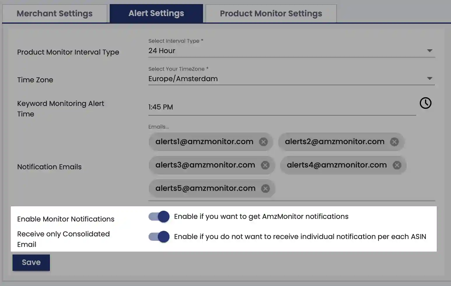 enable notifications and  consolidated email