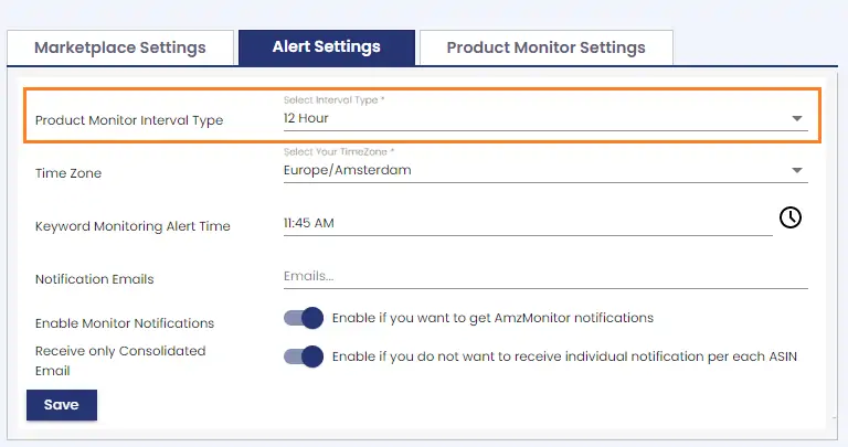 select product monitoring interval