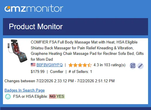 AmzMonitor FSA HSA Badge Notification