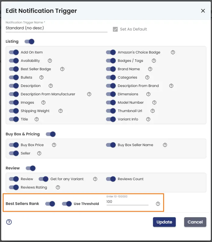 AmzMonitor set BSR Threshold