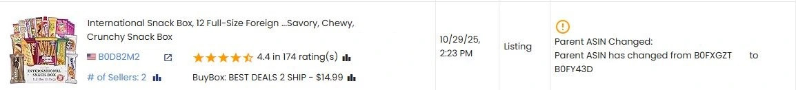 parent asin changed alert
