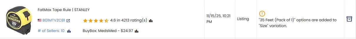 variation family modification alert