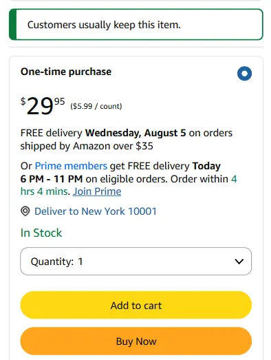 Amazon Customer Usually Keep This Item badge on Amazon mobile product page
