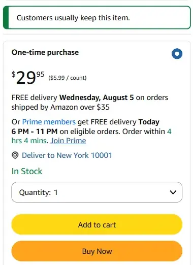 Amazon Customer Usually Keep This Item badge on Amazon mobile product page
