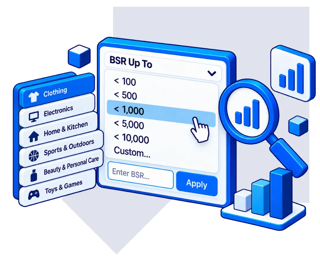 Amazon BSR Report with maximum BSR filter