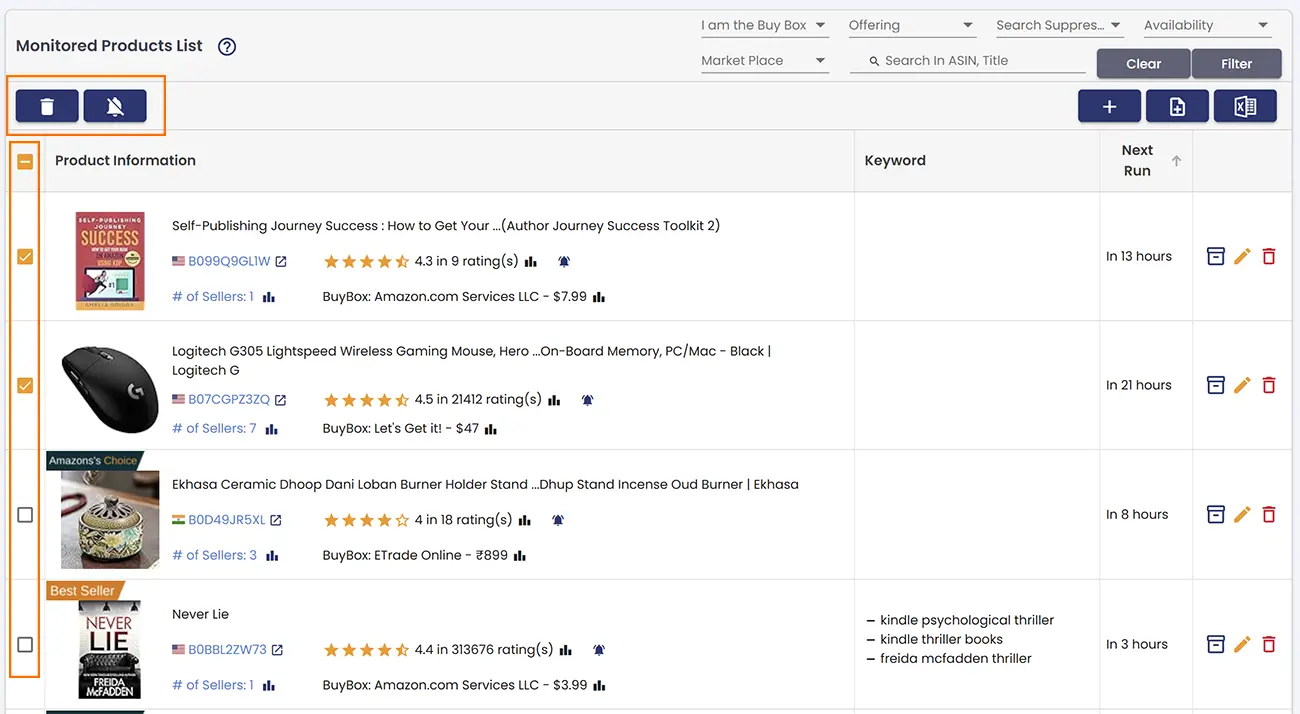 bulk product monitoring quick