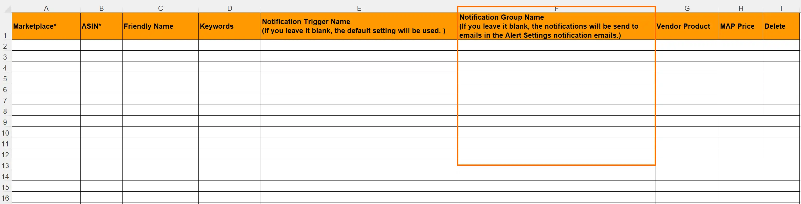 empty template for Bulk products