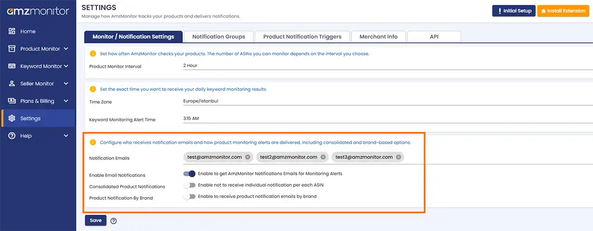 notifcation settings