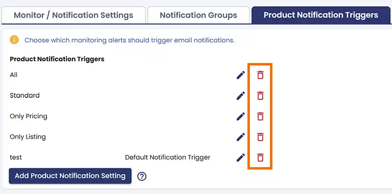 Remove Monitoring Settings