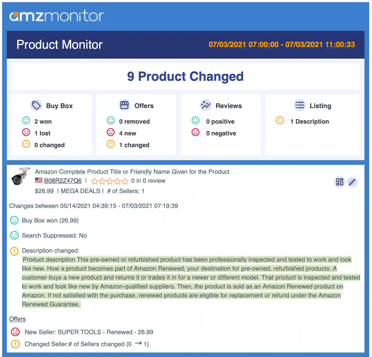 product description change notification