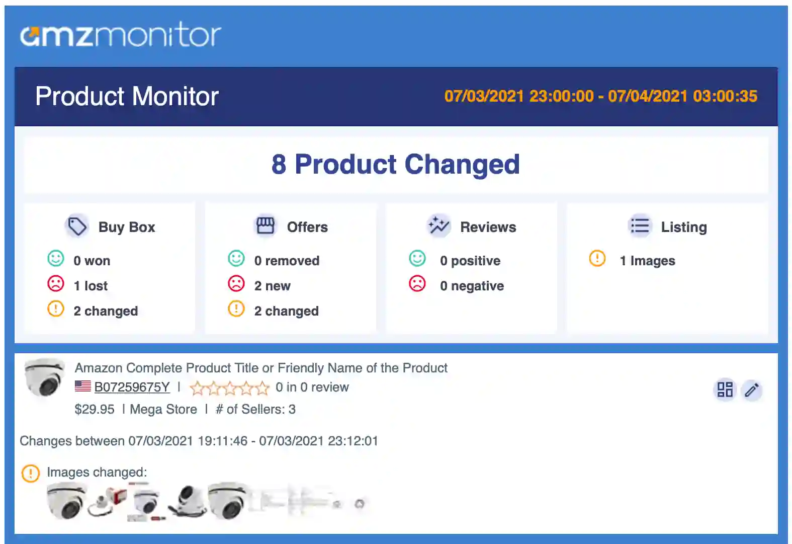product monitoring image change notification