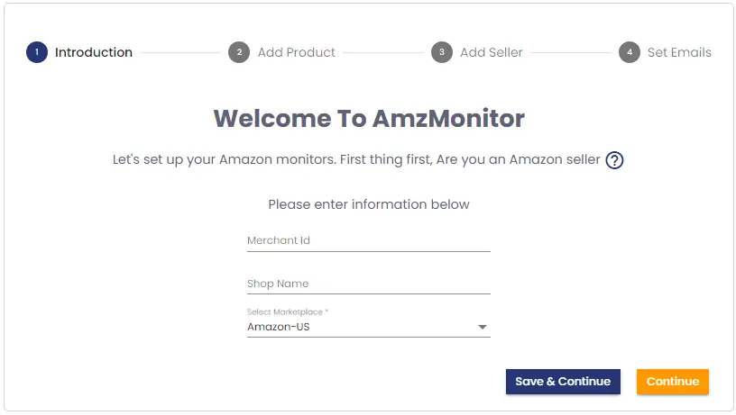 Wizard add Amazon store details